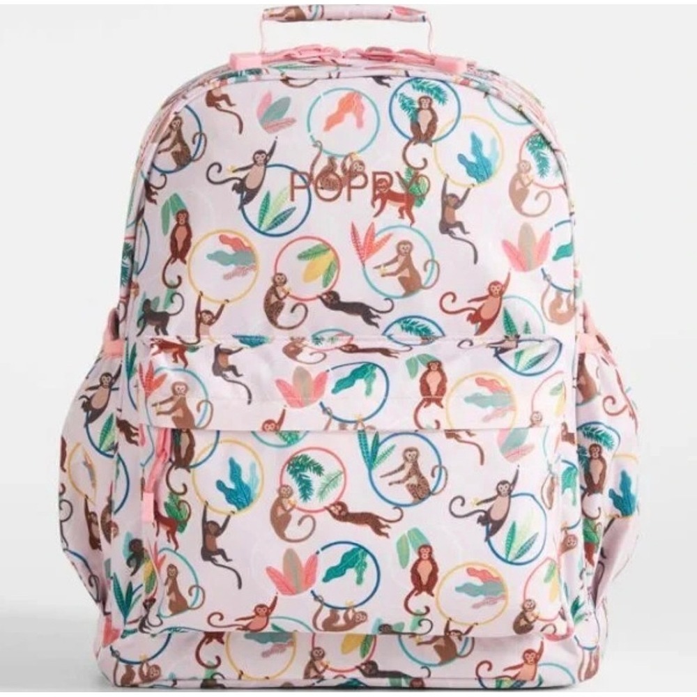 NWT Crate and Barrel Crate & Kids Cheeky Monkey Kids Backpack Side Pockets Large